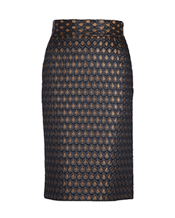 Prada Textured Pencil Skirt, Arcrylic/Acetate, Black/Brown, UK 10