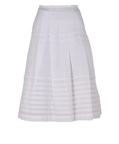 Prada Pleated Stripe Skirt, &pound;110, Clothing, White, Cotton, Front view