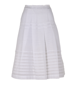 Prada Pleated Stripe Skirt, Cotton, White, UK 10, 2*