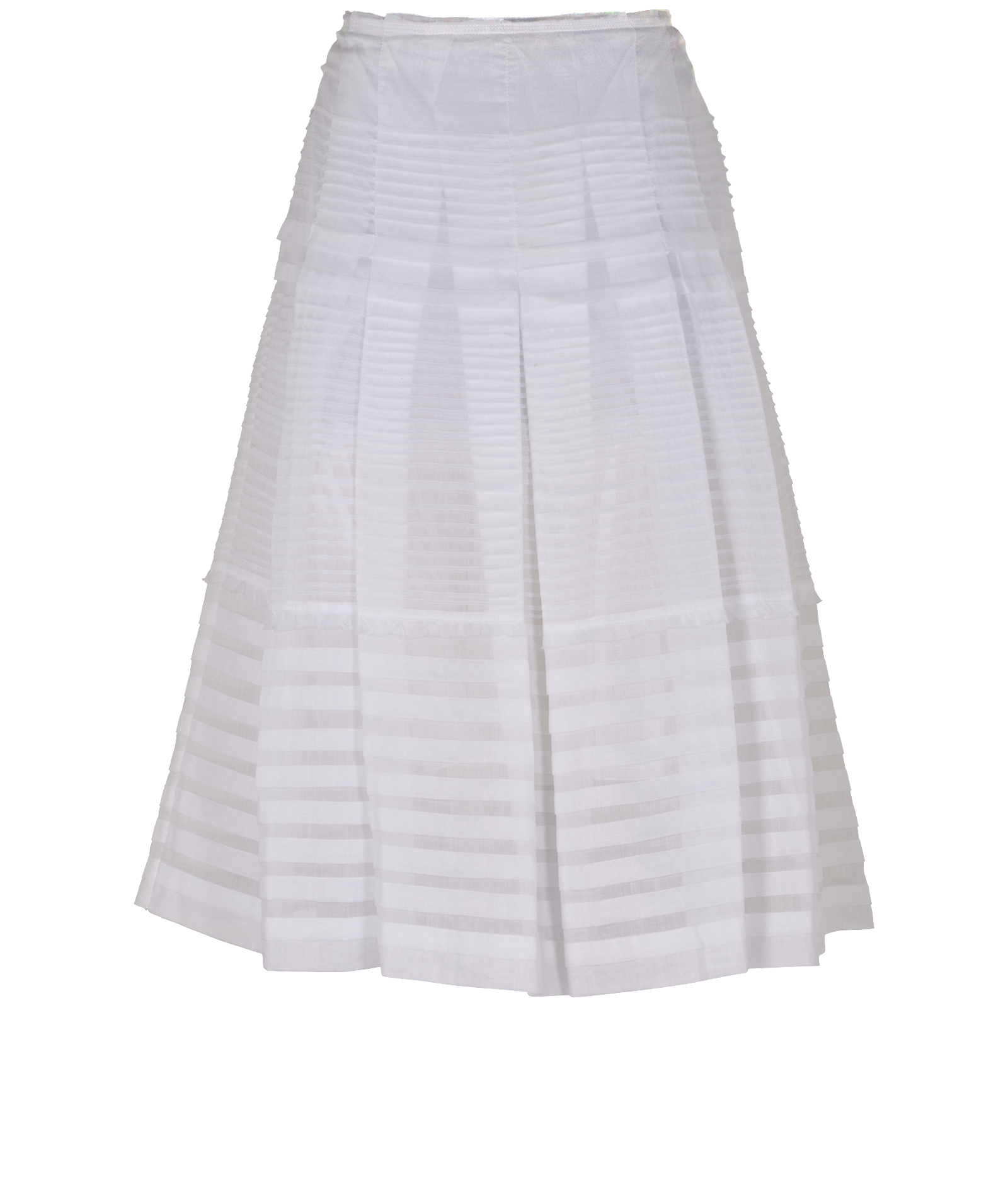 Prada Pleated Stripe Skirt, &pound;110, Clothing, White, Cotton, Back view