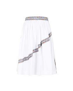 Prada Gathered Skirt, Cotton, White, UK 10