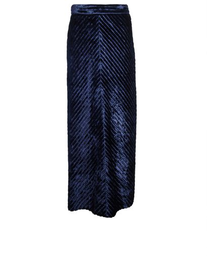 Prada Chevron-Devore Velvet Midi Skirt, front view