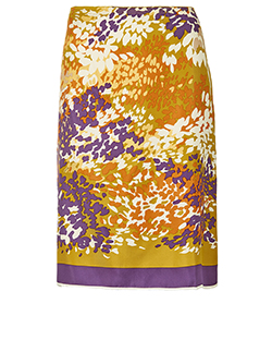 Prada Patterend Skirt, Silk, Multi, UK 16