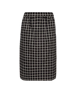 Prada Check Pencil Skirt, Polyester, Black, 6