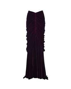 Ralph Lauren Draped Skirt, Velvet/Silk, Grape, UK 8