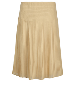 Ralph Lauren Pleated Knee Length Skirt, Silk, Cream, UK 8