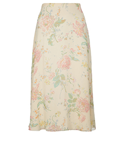 Ralph Lauren Floral Midi Skirt, Silk, Cream, 8
