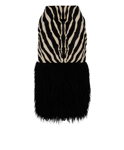 Saint Laurent 2019 F/W Zebra Skirt, £350, Clothing, Black/Cream, Acrylic Plastic/Leather, Front view