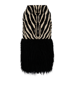 Saint Laurent 2019 F/W Zebra Skirt, Acrylic/Leather, Blk/Cream, UK10, 2*