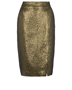 Salvatore Ferragamo Slit Pencil Skirt, Polyester/Silk, Gold, 12, 3*