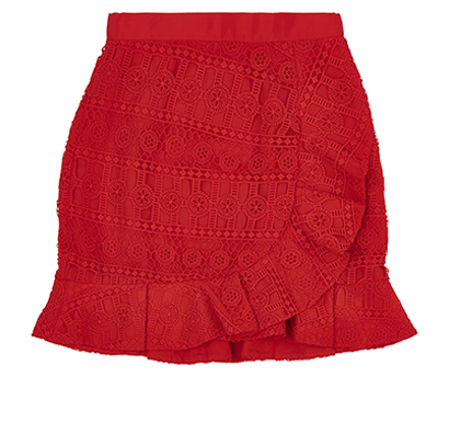 Self Portrait Asymmetric Ruffled Skirt, front view