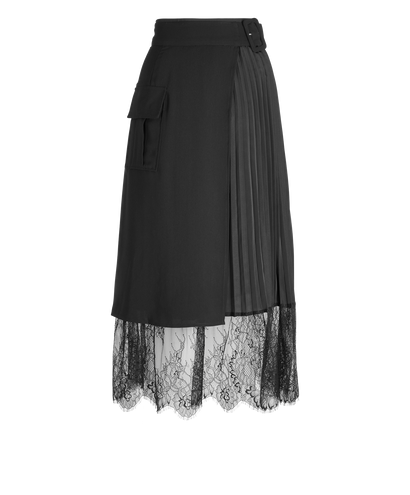 Self-Portrait Layered Lace Midi Skirt, &pound;150, Clothing, Black, Polyester Mix, Front view