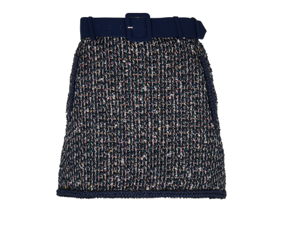Self-Portrait Tweed Mini Skirt, &pound;160, Clothing, Green/Navy, Polyester Mix, Front view
