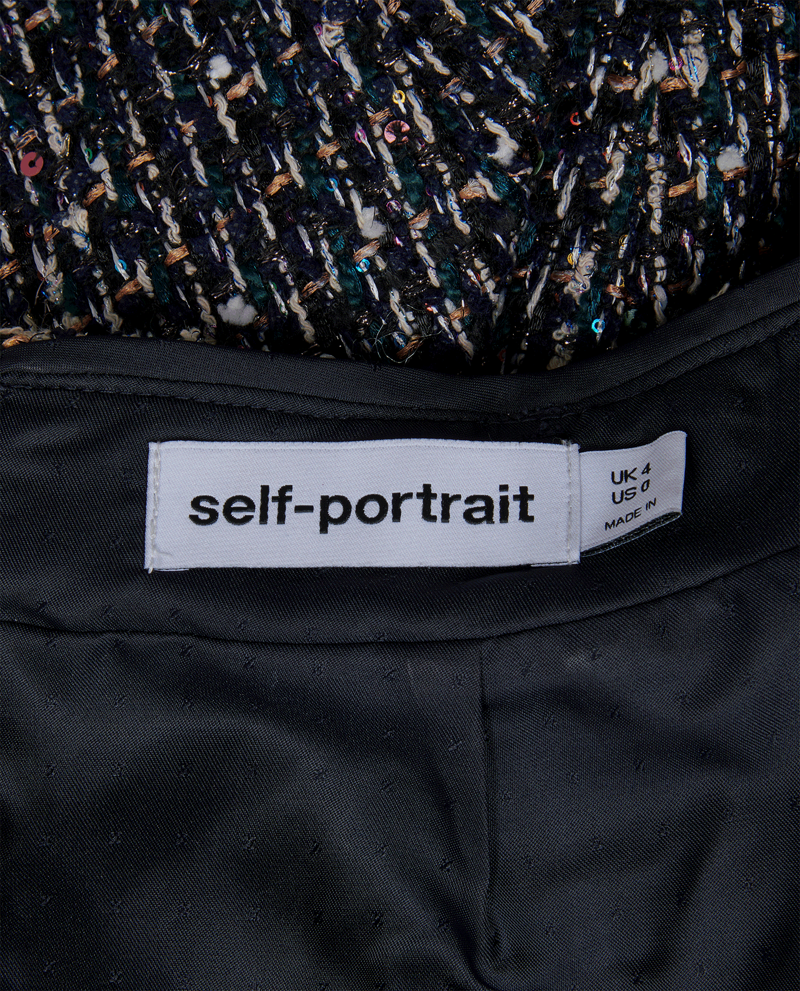 Self-Portrait Tweed Mini Skirt, &pound;160, Clothing, Green/Navy, Polyester Mix, Other view