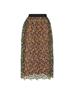 Self-Portrait Floral Skirt, Polyester, Orange, UK 14
