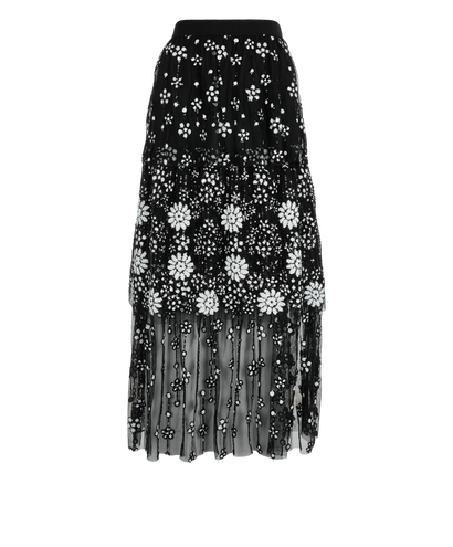 Self Portrait Tiered Skirt, &pound;90, Clothing, Black, Polyester (Polymer)/Sequins, Front view