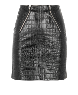 Saint Laurent Croc Print Skirt, Leather, Black, UK6, 3*