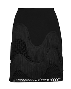 Stella McCartney Fringe Skirt, Rayon, Black, 12