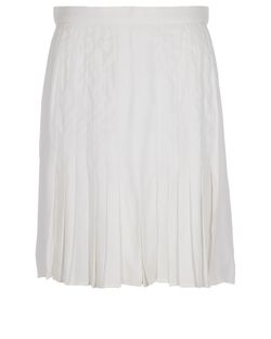 Stella McCartney Pleated Mini Skirt, Silk, White, UK12, 3*