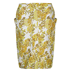 Stella McCartney Floral Jacquard Skirt, Polyester/Cotton/Silk, Yellow/Whit