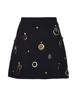 Stella McCartney Jewel Detail Skirt, Rayon Blend, Black/Metal, UK 12