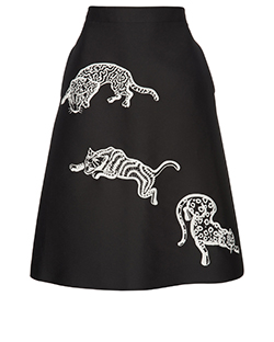 Stella McCartney Tiger Motif Skirt, Cotton/Silk, Black, 10, 2*