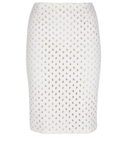 Tom Ford Embroidered Skirt, Viscose, White, UK4, 2*