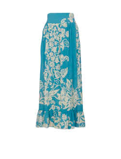 Red Valentino Printed Wrap Midi Skirt, Silk, Blue, UK12, 3*