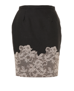 Valentino Polka Dot Lace Trimmed Skirt,Wool/Silk,Black,SAS*(no size label)