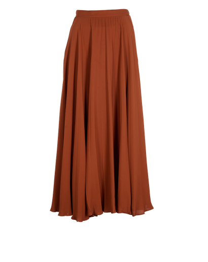 Valentino Pleated Skirt, &pound;295, Clothing, Brown, Silk, Front view