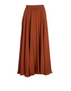 Valentino Pleated Skirt, Silk, Brown, UK 10, 2*