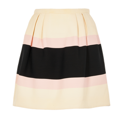 Valentino Striped Mini Skirt, Wool, Cream/Black/Pink, UK8, 2*
