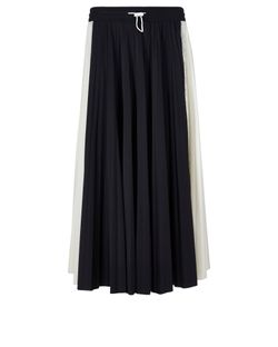 Valentino Pleated Midi Skirt, Polyamide, Black/White, Sz L, 3*