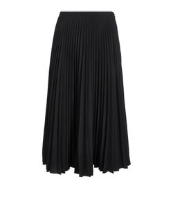 Valentino Pleated Midi Skirt, Polyester, Black, UK6, 3*