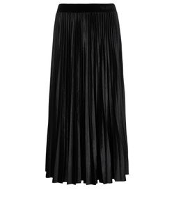 Valentino Midi Pleated Skirt, Polyester Velvet, Black, 3*