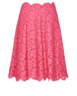 Valentino Overlay Lace Skirt, ,Silk, Pink, UK 6, 3*