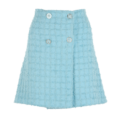 Versace Tweed Check Skirt, Virgin Wool/Mohair, Blue, UK 16, 3*