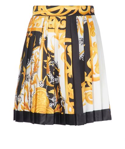 Versace Baroque Print Pleated Mini Skirt, front view