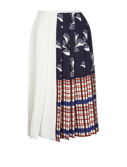 Victoria Beckham Pleated Printed Skirt, viscose, white/navy/red, 8, 3*