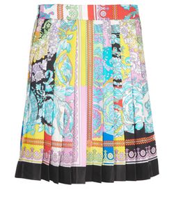 Versace 2019 Printed Pleated Skirt, Silk, Multi, UK12, 3*