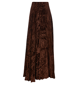 Saint Laurent Velvet Pleated Skirt,Rayon, Brown, UK 10