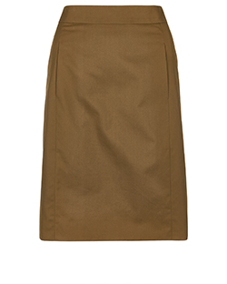 Yves Saint Laurent Pencil Skirt, Cotton, Olive, UK 14