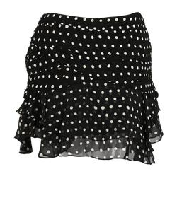 Saint Laurent Mini Polka Dot Skirt, Viscose, Black/White, UK6, 2*