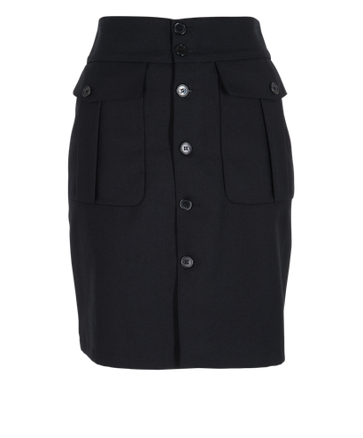 Saint Laurent 2018 Button-Detail Skirt, &pound;295, Clothing, Black, Wool, Front view