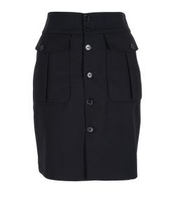 Saint Laurent 2018 Button-Detail Skirt, Wool, Black, UK 6, 3*