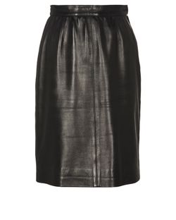 Yves Saint Laurent Leather Skirt, leather, black, 8, 3*