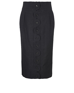 Yves Saint Laurent Button Through Skirt, Silk, Black, 10