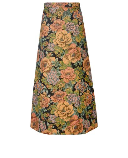 Saint Laurent Midi Jacquard Floral Skirt, front view