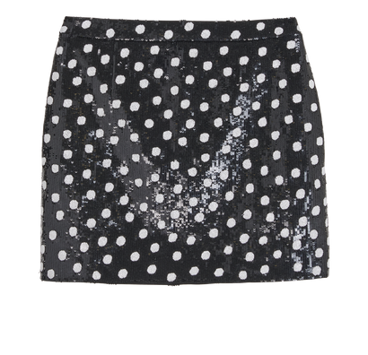 Saint Laurent Polka Dot Sequins Mini Skirt, &pound;250, Clothing, Black/White, Sequins/Wool, Front view