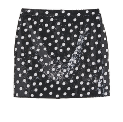 Saint Laurent Polka Dot Sequins Mini Skirt, Wool, Black/White, UK8, 3*